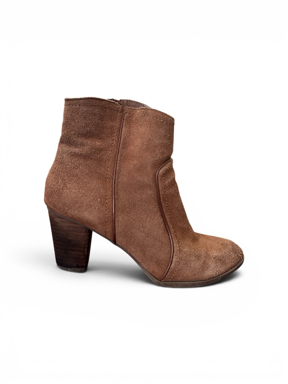 G.H. Bass & Co. Brown Suede Ankle Bootie with Block Heel